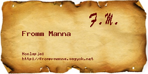 Fromm Manna névjegykártya